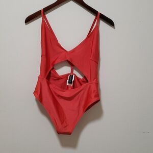 NWT MinkpinkTie Front 1 piece Coral Swimsuit-L